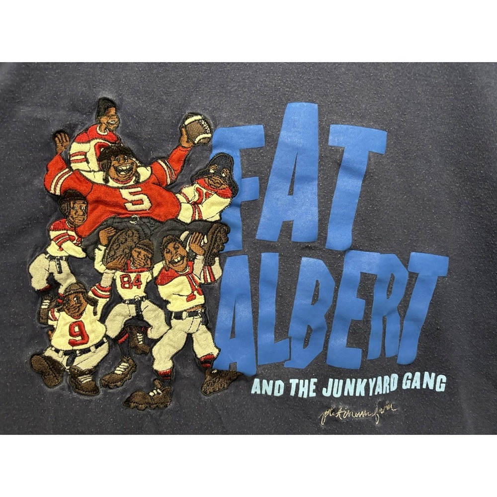 FUBU Vintage Shirt Platinum Fat Albert Junkyard Gang Football Navy Blue XXL HUGE - Picture 4 of 10